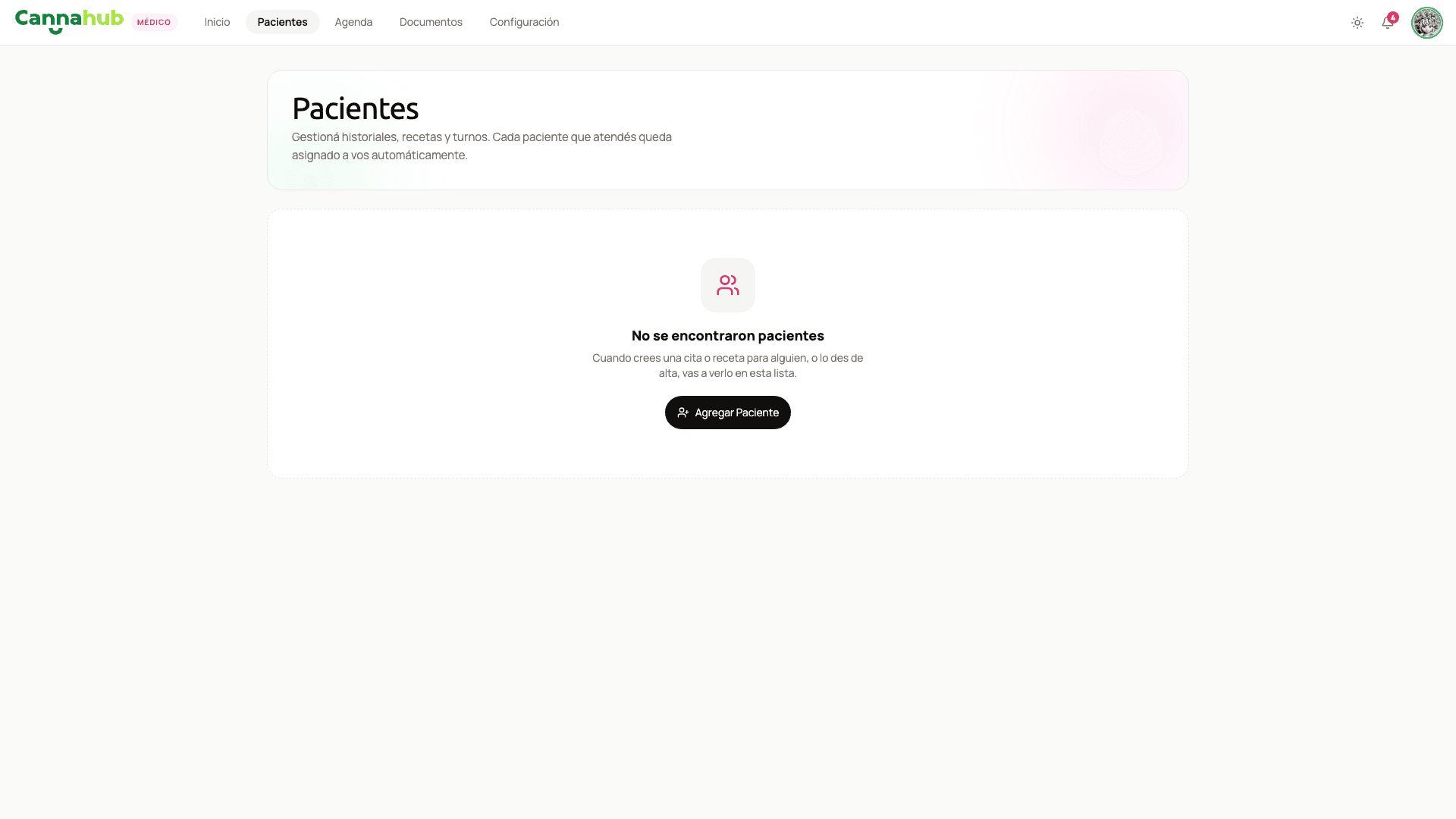 Listado de pacientes del profesional médico