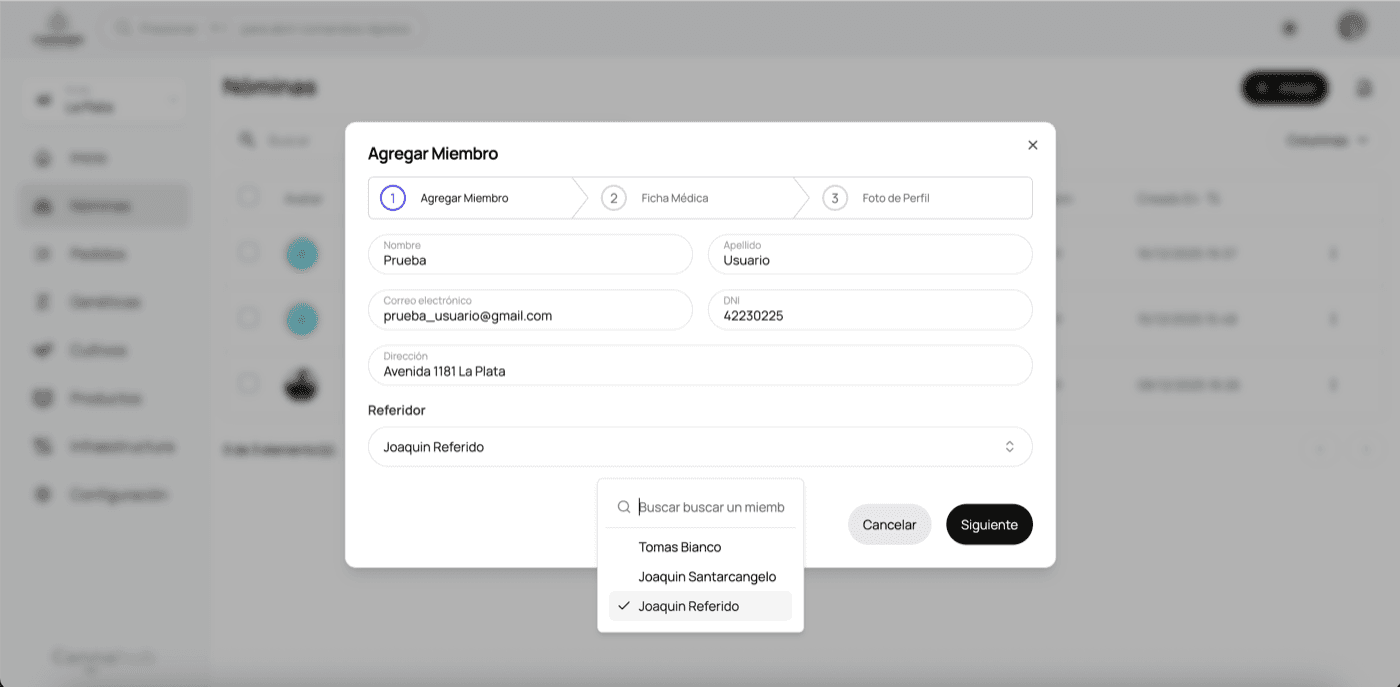 Formulario de registro manual - Información básica y datos de contacto