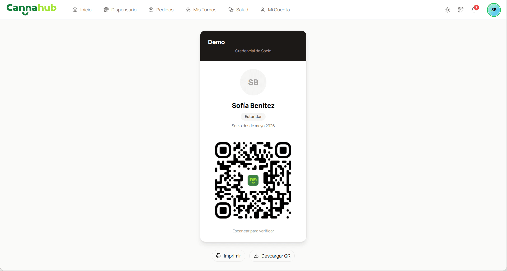 Credencial digital de membresía del miembro