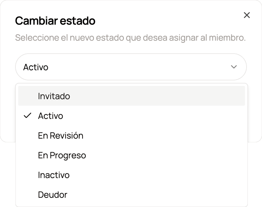 Modal de cambio de estado