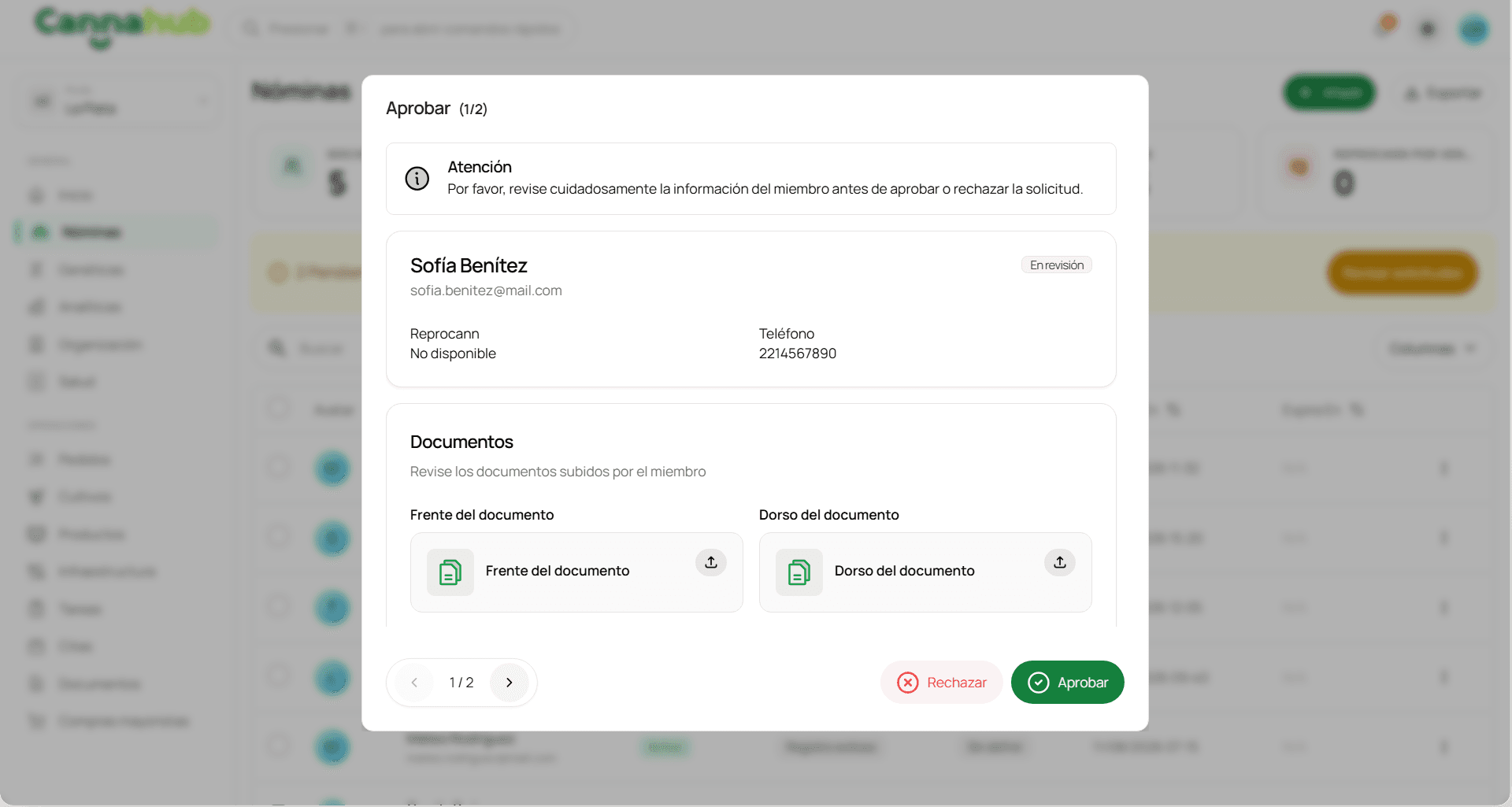 Modal de cambio de estado