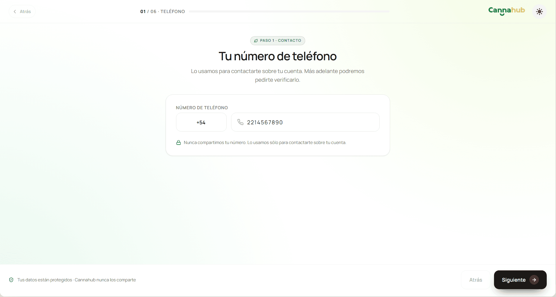 Verificación de teléfono del perfil