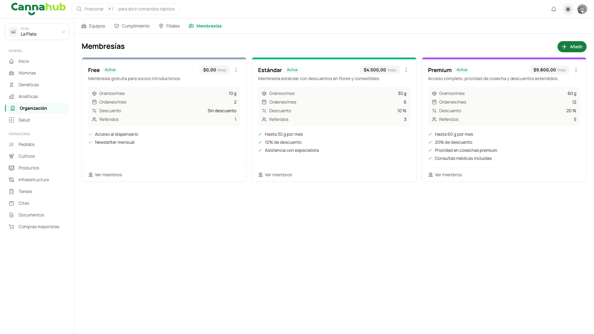 Configuración de niveles de membresía