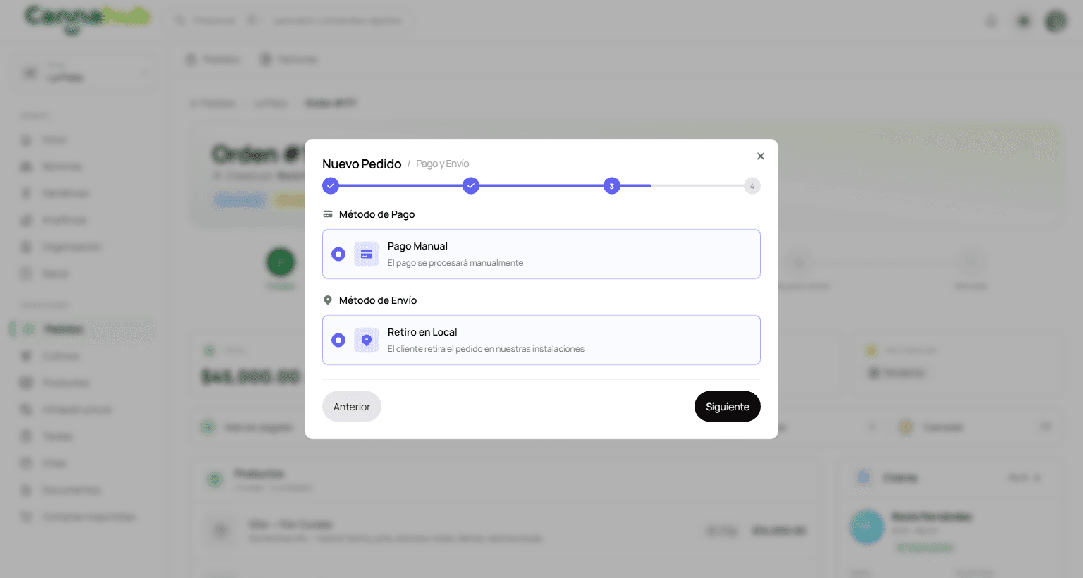 Paso 3 — método de pago y de entrega