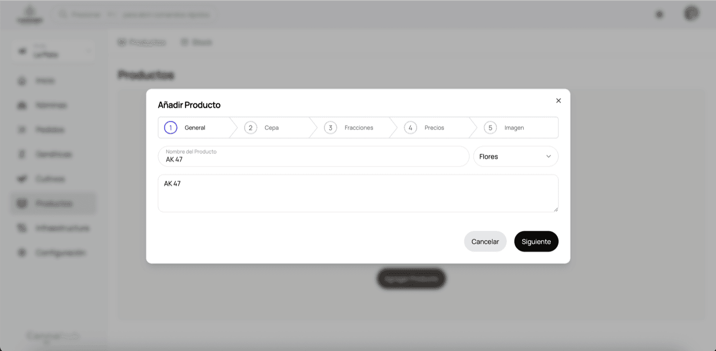 Paso 1 - Nombre, tipo y descripción del producto