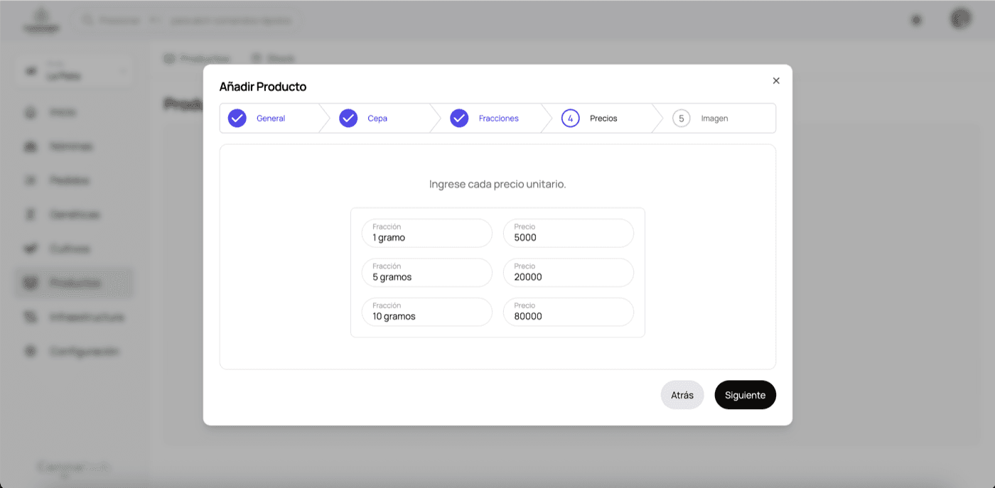 Paso 4 - Precios por fracción